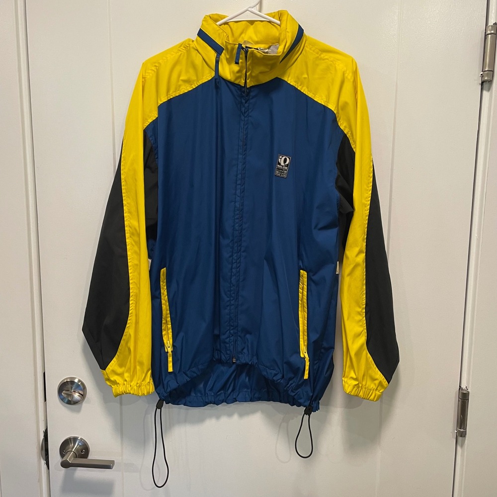 Pearl Izumi Technical Wear Cycling Windbreaker Jacket Blue Yellow‎ Mens Large